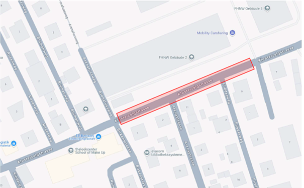 Planausschnitt gesperrter Strassenbereich